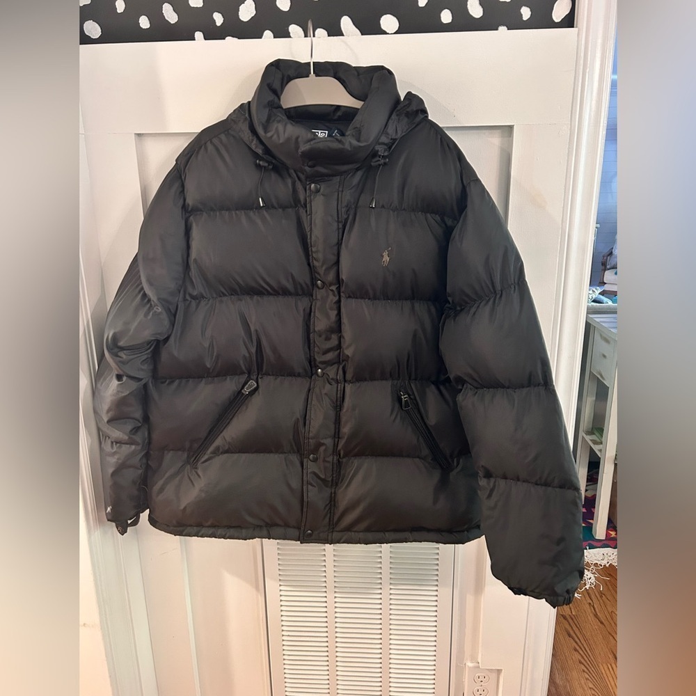 Vintage Polo by Ralph Lauren Black Puffer Jacket for Men XXL